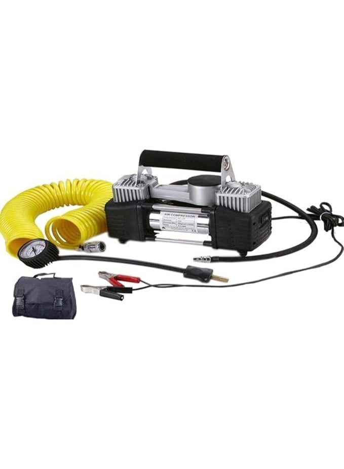 كمبروسر هواء سيارة مزدوج الأسطوانة ثقيل التحمل لنفخ الإطارات والاستخدام اليومي - Image 1